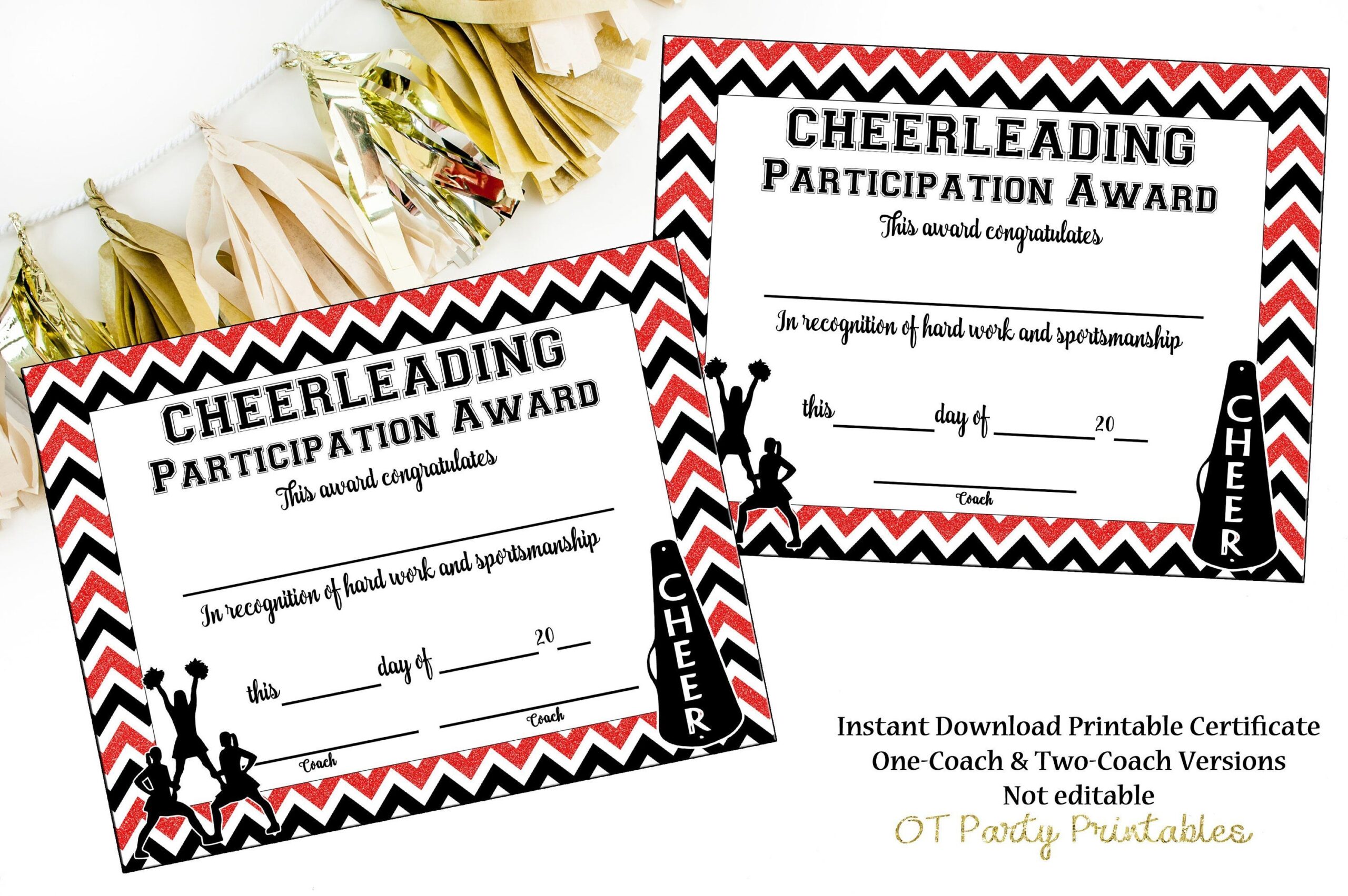 INSTANT DOWNLOAD Cheerleading Certificate Cheerleading Award Cheerleading Printable Cheerleading Achievement Red And Silver Etsy Cheerleading Award Cheerleading Certificate - Free Printable Cheerleading Certificates
