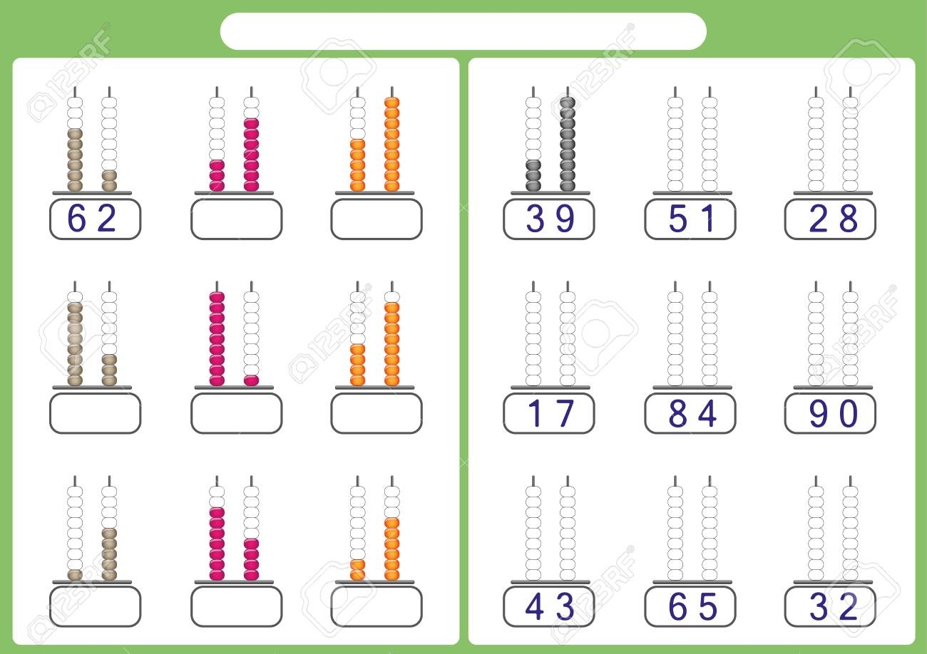 Kids Learn Numbers With Abacus Math Worksheet For Children Royalty Free SVG Cliparts Vectors And Stock Illustration Image 124189262 - Free Printable Abacus Worksheets