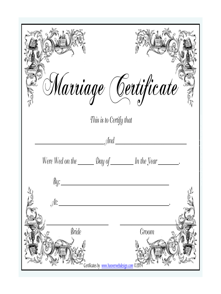 Marriage Certificate Fill Online Printable Fillable Blank PdfFiller - Fake Marriage Certificate Printable Free