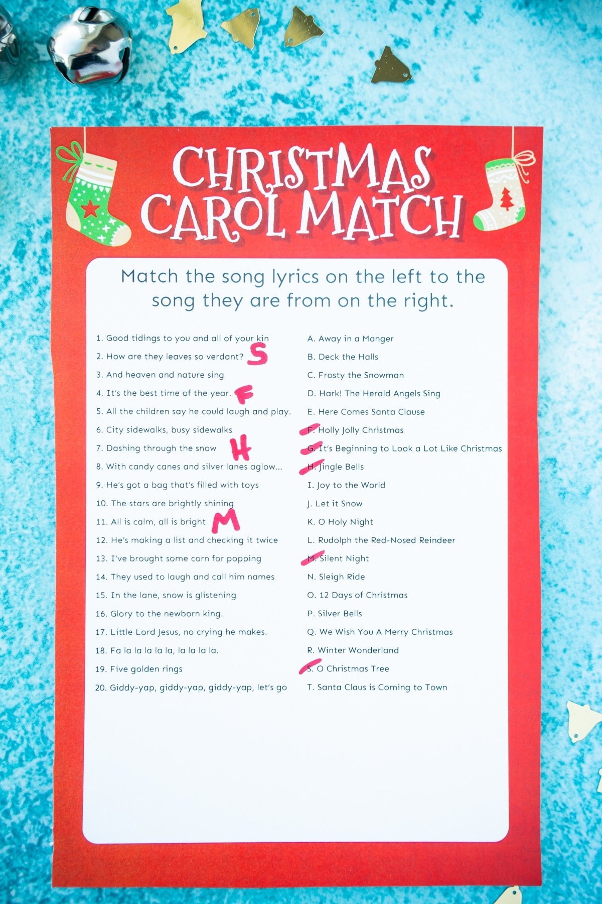 Match The Christmas Carol Game Free Printable Play Party Plan - Christmas Song Lyrics Game Free Printable