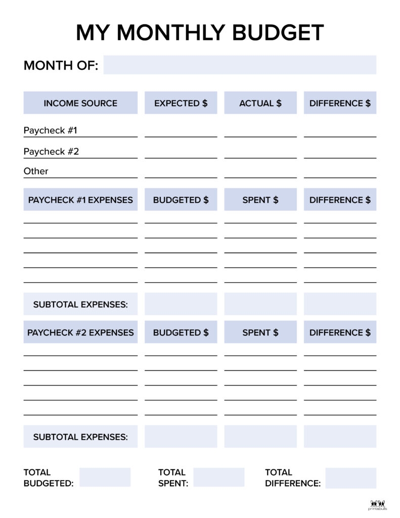 Monthly Budget Planners 20 FREE Printables Printabulls - Free Printable Budget Sheets