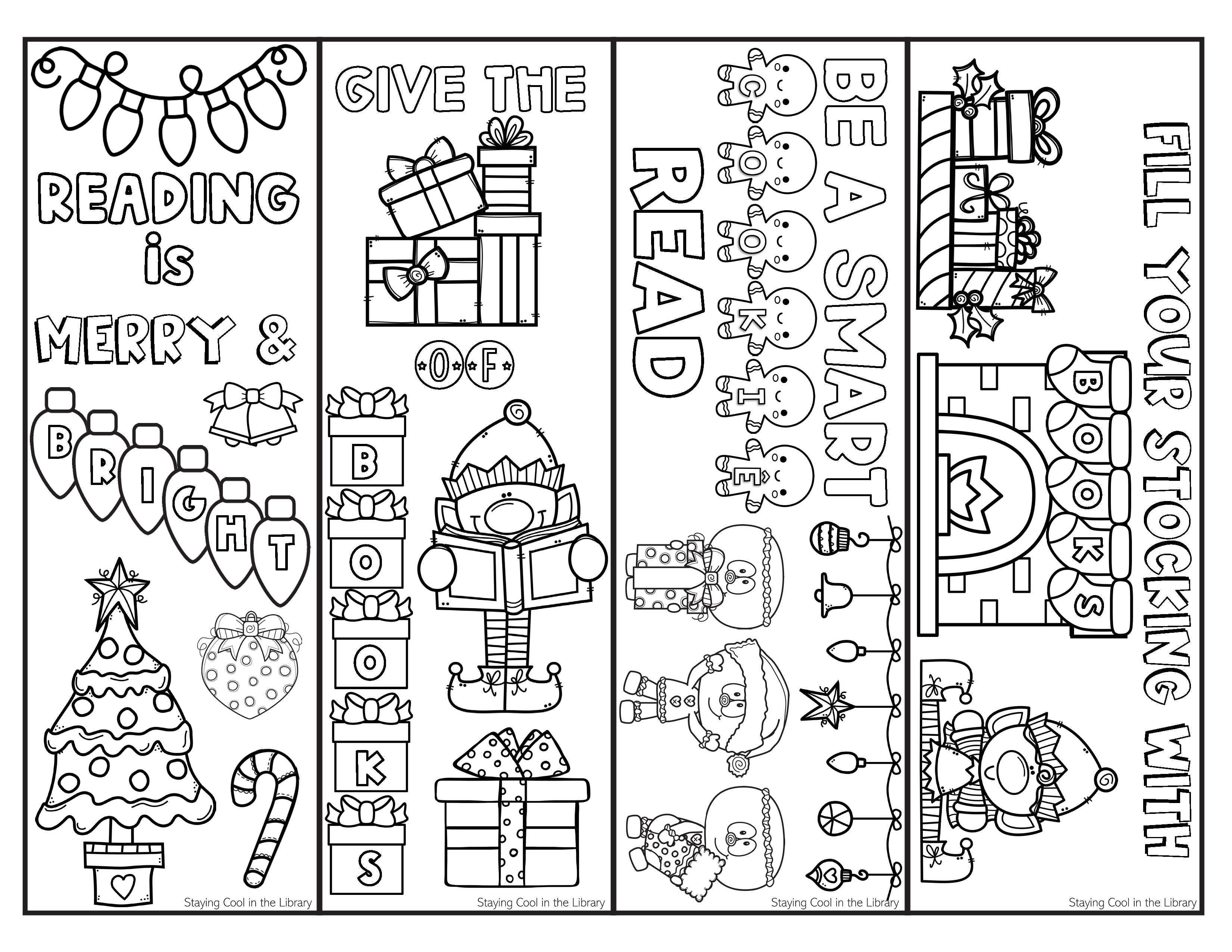 Monthly Reading Bookmarks To Color Staying Cool In The Library - Free Printable Bookmarks For Christmas