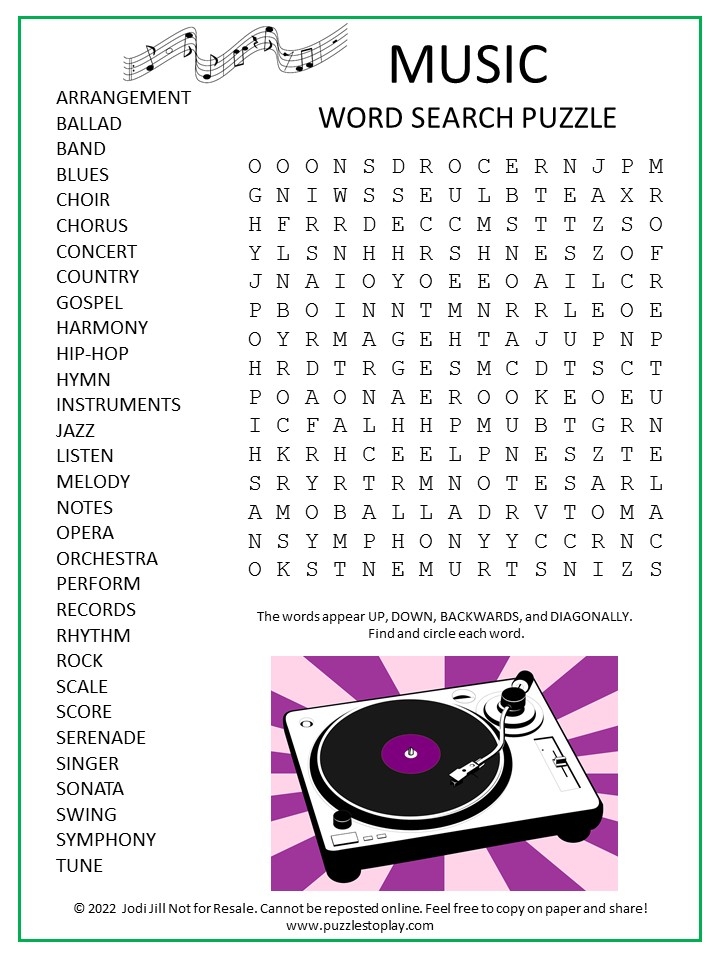 Free Printable Music Word Searches FREE Printable Hub Free Printable Music Word Searches FREE Printable Hub