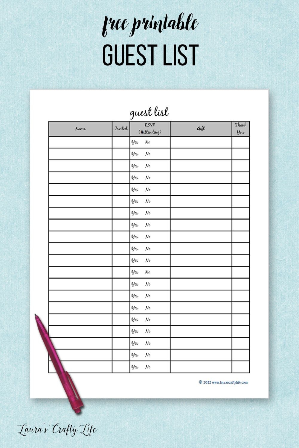 Party Planner Printable Wedding Guest List Template Guest List Template Party Planning Checklist - Free Printable Birthday Guest List
