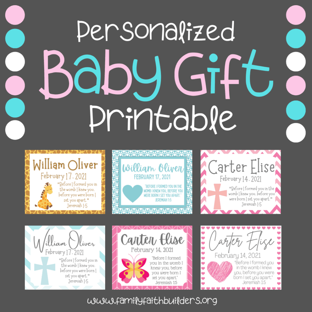 Personalized Baby Gift Printable Family Faith Builders - Free Printable Baby Shower Gift Tags