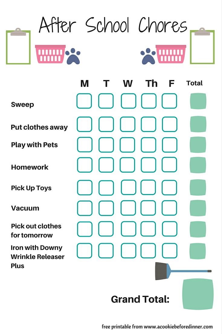 Pin On Parenting - Free Printable Chore Charts For 7 Year Olds