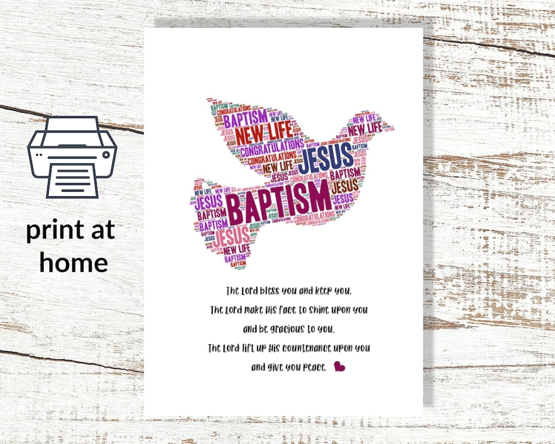 Print At Home Baptism Card Instant Download Water Baptism Printable Digital Baptism Card Christian Baptism Adult Baptism Etsy - Free Printable Baptism Greeting Cards