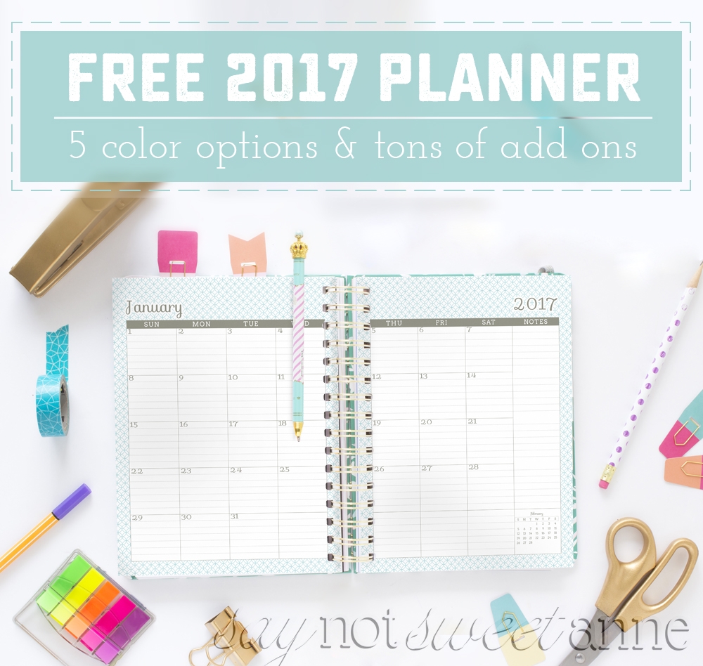 Printable 2017 Planner Sweet Anne Designs - Free Printable Agenda 2017
