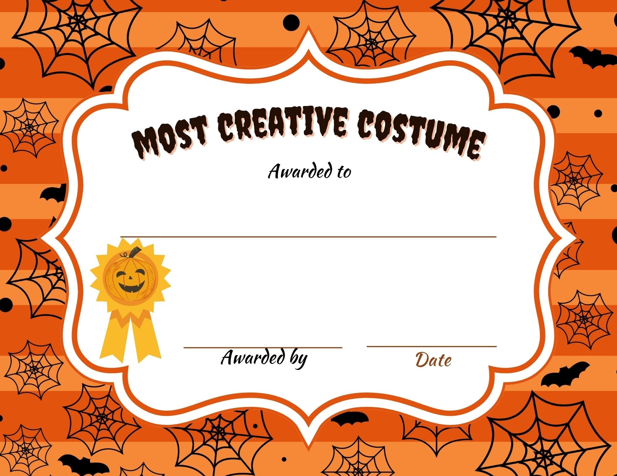 Printable 8 Different Halloween Costume Award Certificates Halloween Costume Contests Costume Contest Categories Awards Etsy - Best Costume Certificate Printable Free