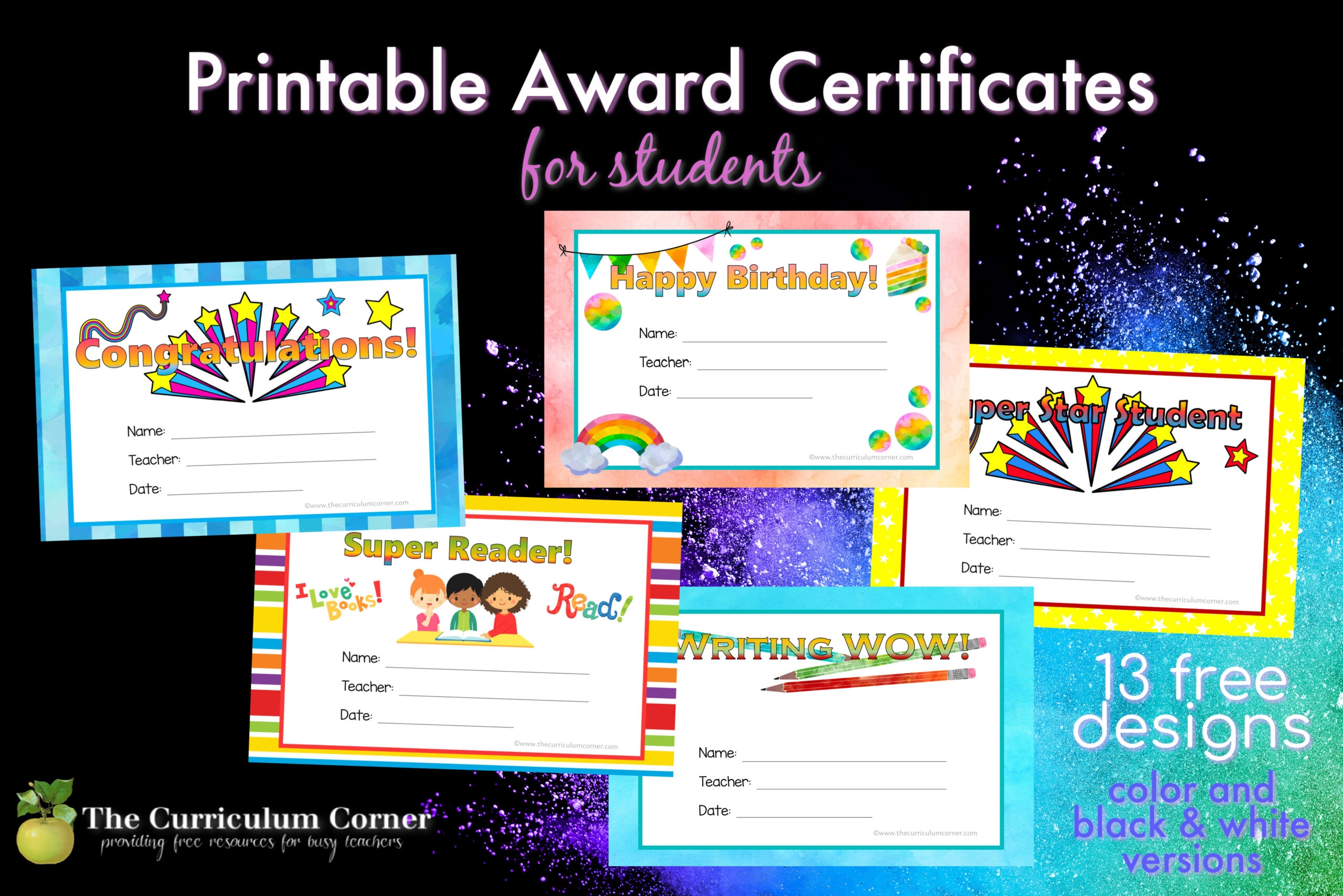 Printable Award Certificates The Curriculum Corner 123 - Free Printable Certificates