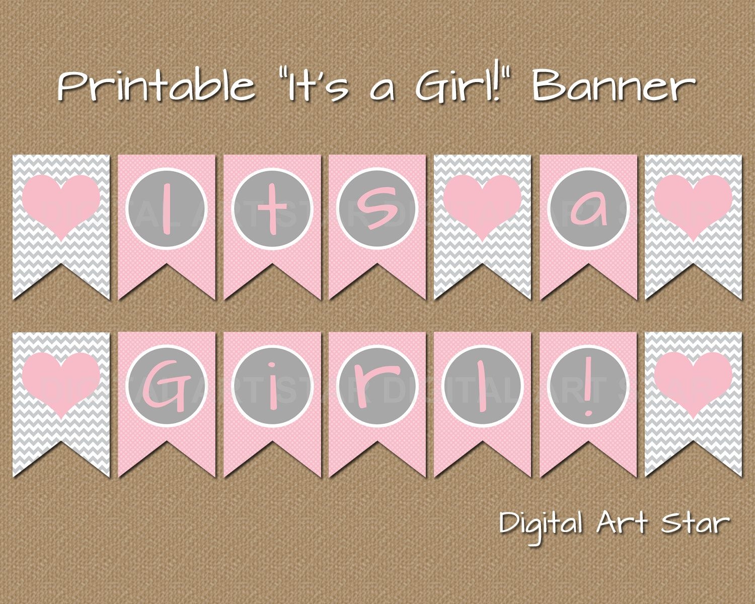 Printable Baby Shower Banner DIY Its A Girl Banner Pink Etsy Baby Shower Banner Baby Shower Banner Girl Baby Shower Banner Diy - Baby Girl Banner Free Printable