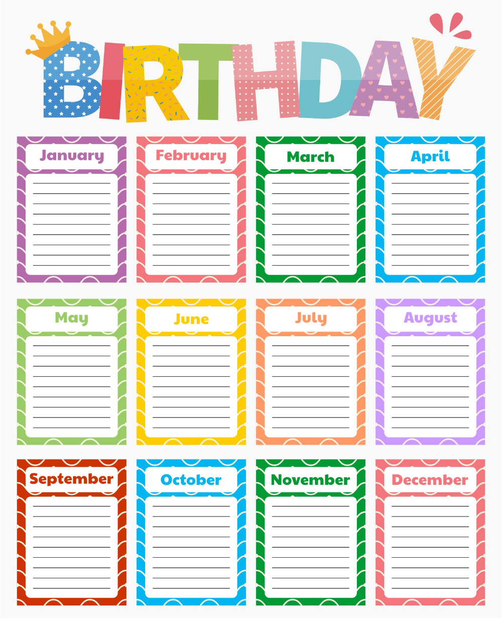 Printable Birthday Chart Template Birthday Charts Happy Birthday Printable Birthday Chart Classroom - Free Printable Birthday Graph