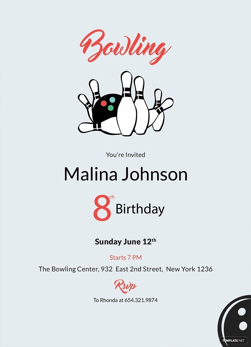 Printable Bowling Invitation Template In Word Publisher Pages Illustrator PSD Download Template - Free Printable Bowling Birthday Party Invitations