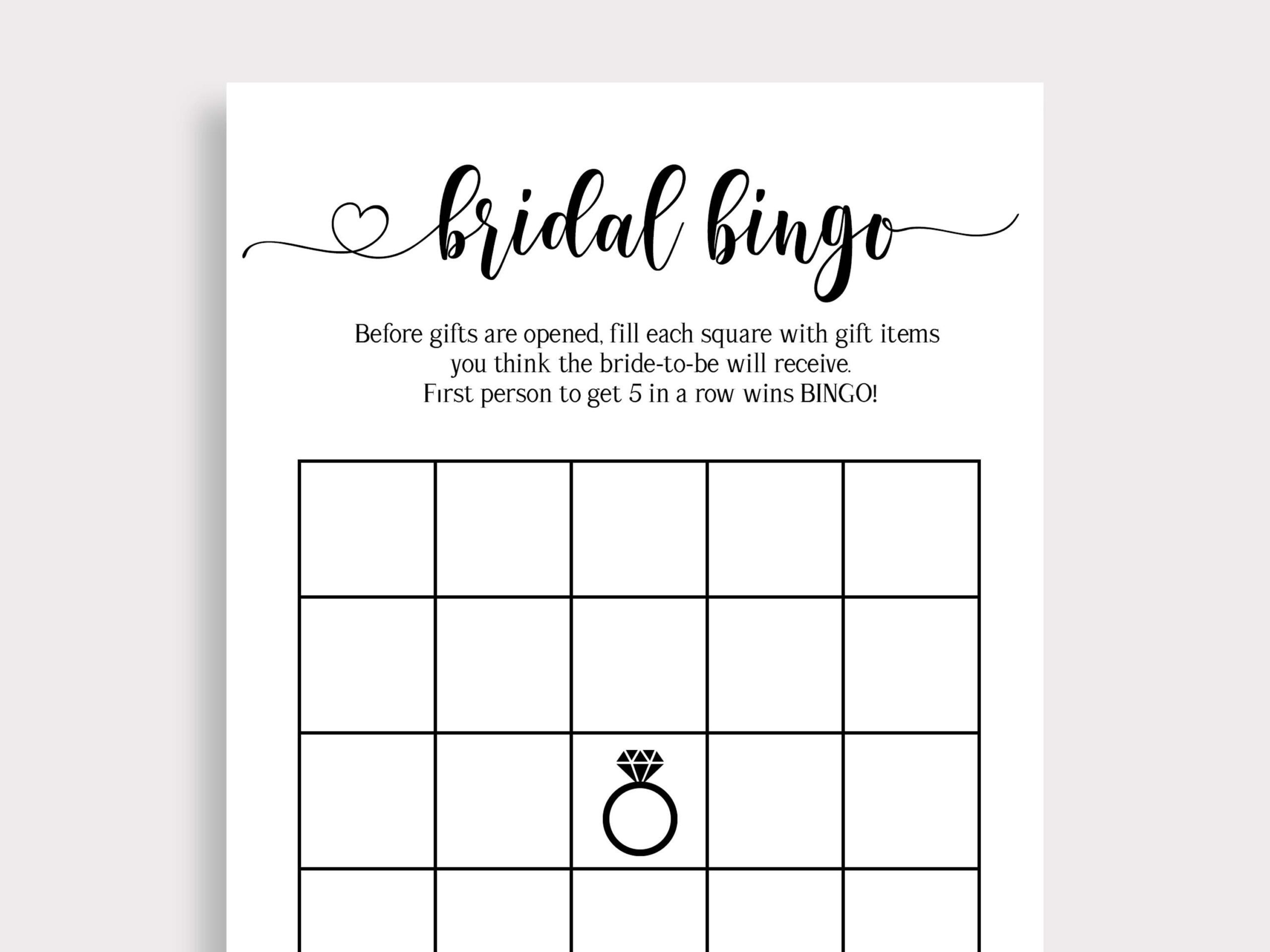 Printable Bridal Shower Bingo Game Simple Bridal Bingo Cards Modern Bridal Shower Games Minimalist Wedding Shower Instant Download W18 Etsy - Free Printable Bridal Shower Blank Bingo Games