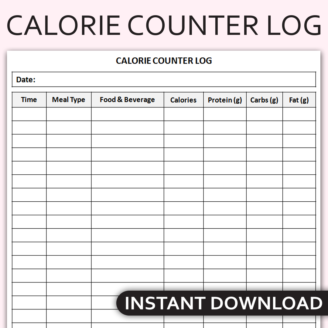 Printable Calorie Counter Log Daily Food Intake Tracker Nu Inspire Uplift - Free Printable Calorie Counter Journal