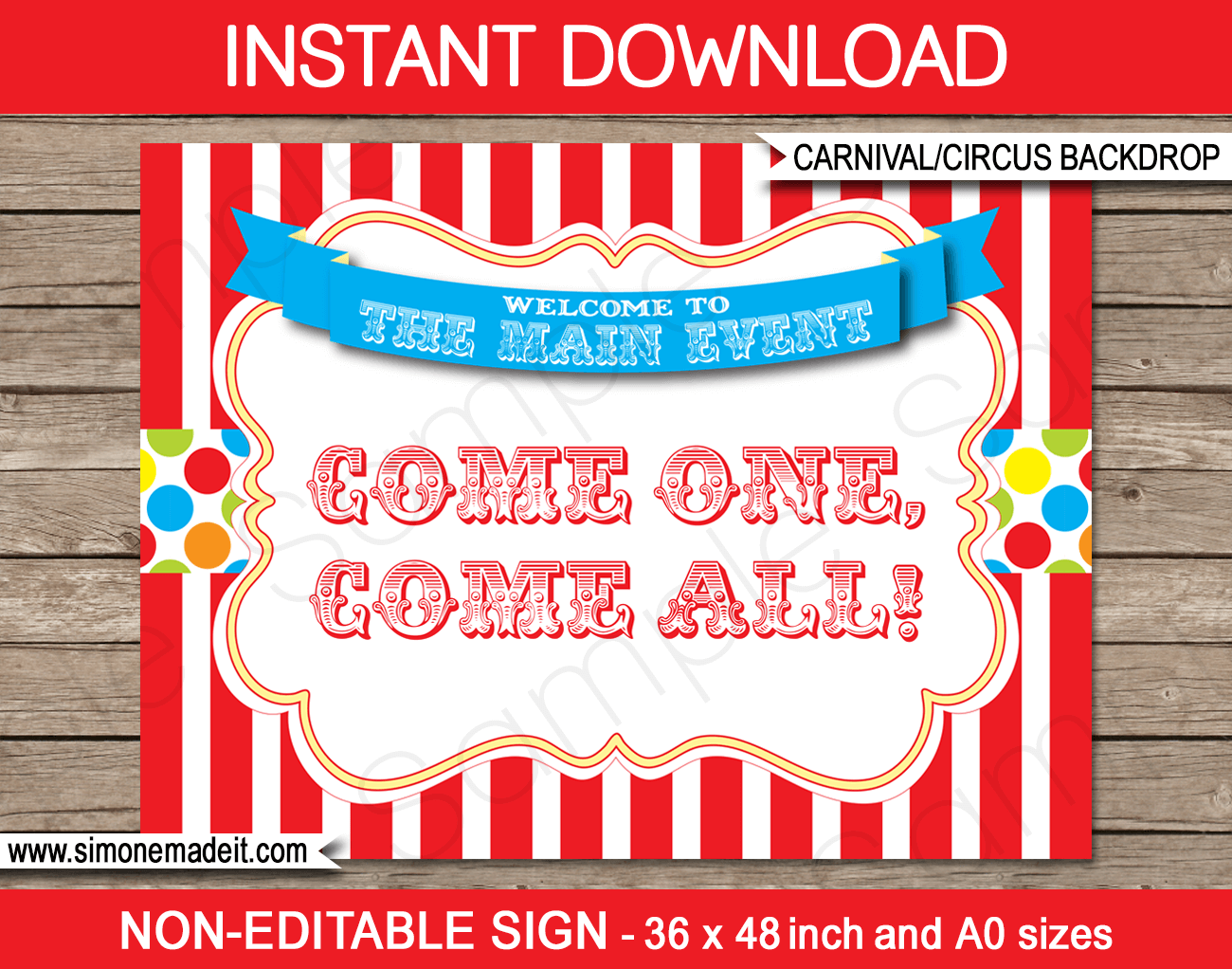 Printable Carnival Party Backdrop Sign Template Circus Party Theme - Free Printable Carnival Signs