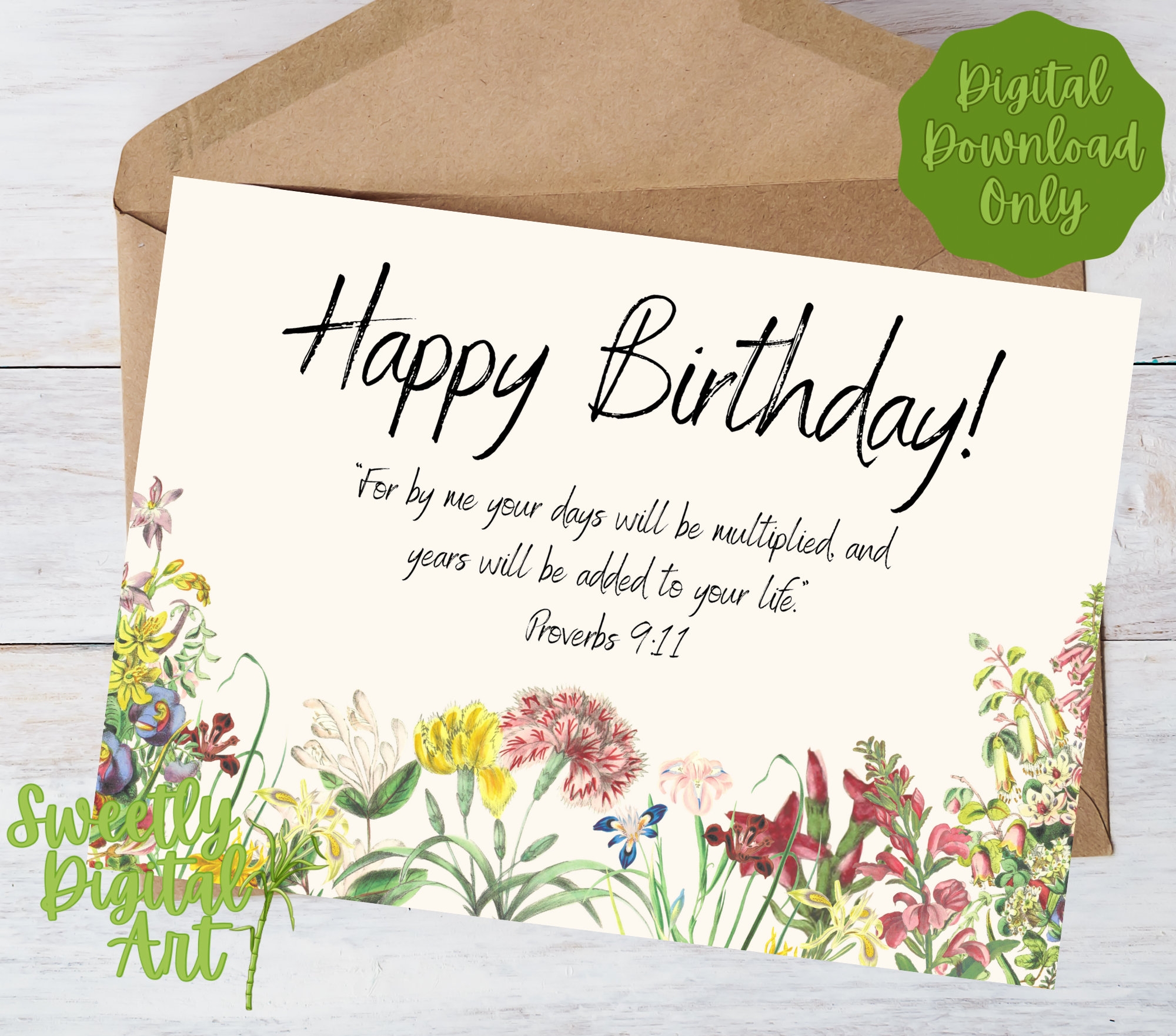 Printable Christian Birthday Card With Bible Verse Happy Birthday Instant Download Download And Print This Birthday Card Today Proverbs Etsy Sweden - Free Printable Christian Birthday Greeting Cards