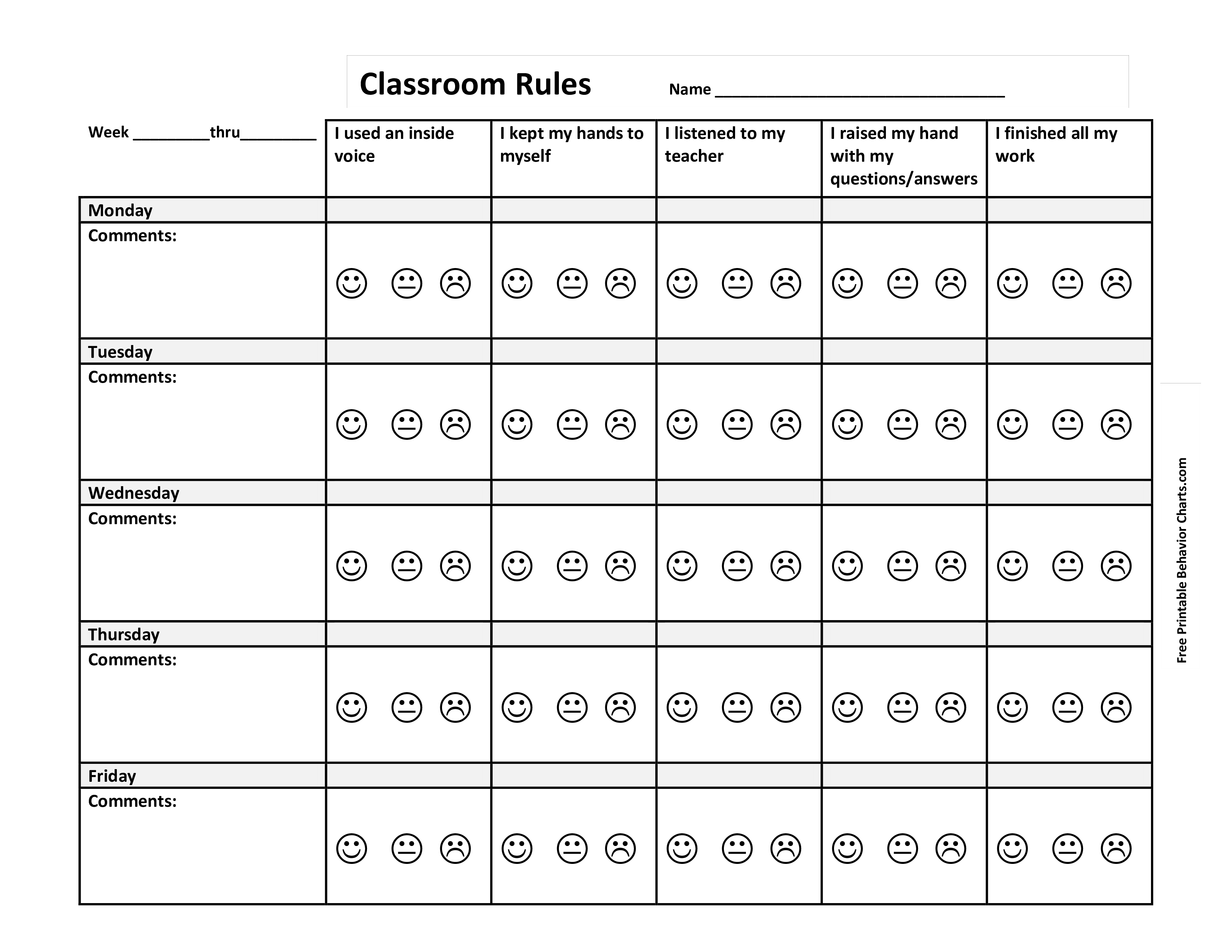 Printable Classroom Behavior Chart Template Templates At Allbusinesstempla Classroom Behavior Chart Classroom Behavior Chart Printable Student Behavior Chart - Free Printable Charts For Teachers