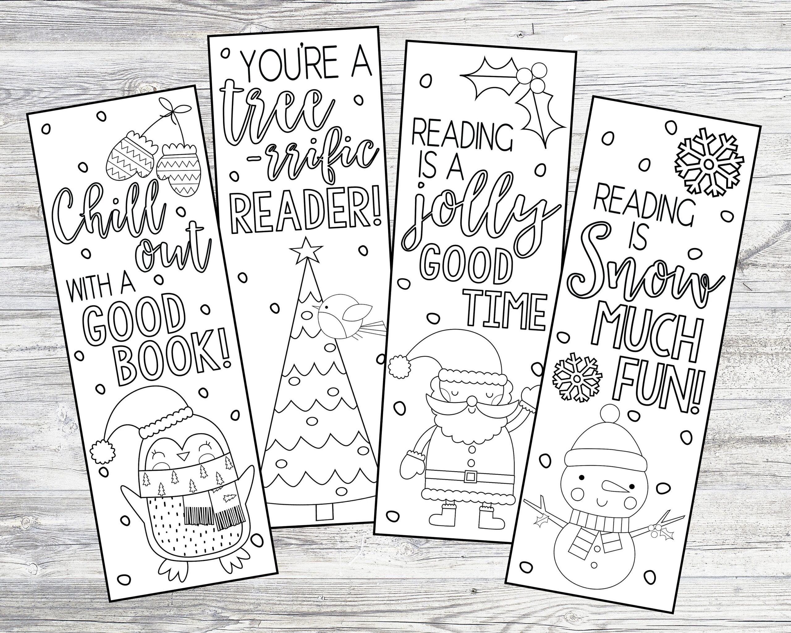 Printable Color Your Own Christmas Winter Bookmarks Instant Digital Download DIY Coloring Bookmarks Santa Snowman Penguin Tree Bookmarks Etsy - Free Printable Bookmarks For Christmas