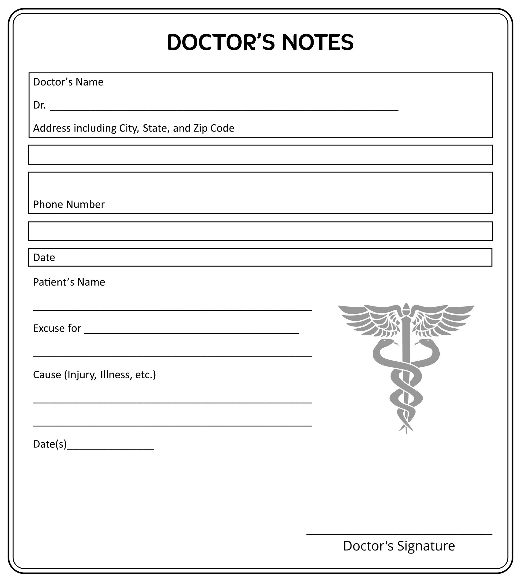 Printable Doctors Note Template For School Doctors Note Template Notes Template Doctors Note - Doctor Notes For Free Printable