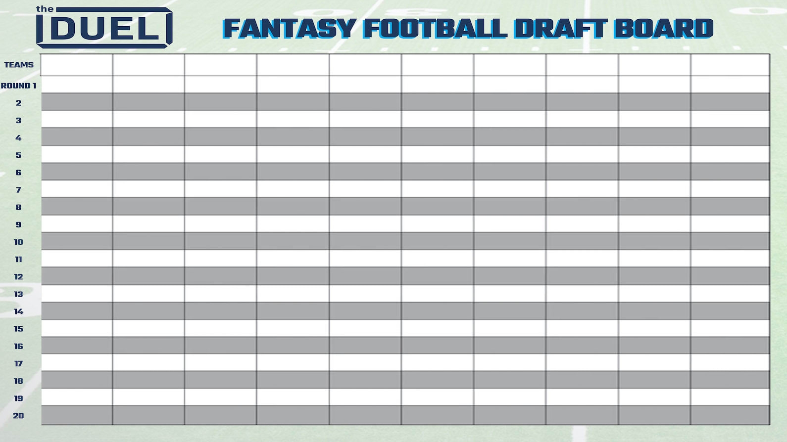 Printable Fantasy Football Draft Board For Your 2021 Draft FanDuel Research - Fantasy Football Draft Sheets Printable Free