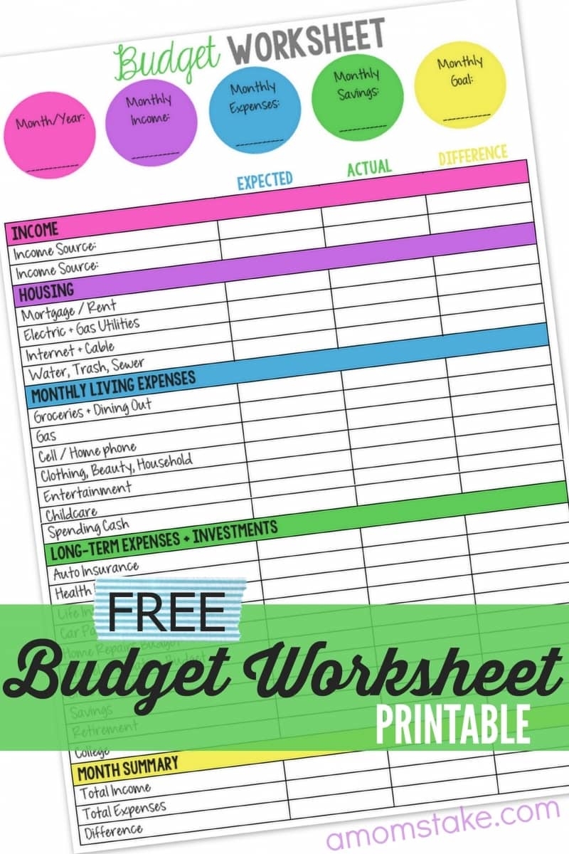 Printable Monthly Family Budget Worksheet A Mom s Take - Free Printable Budget Binder Worksheets