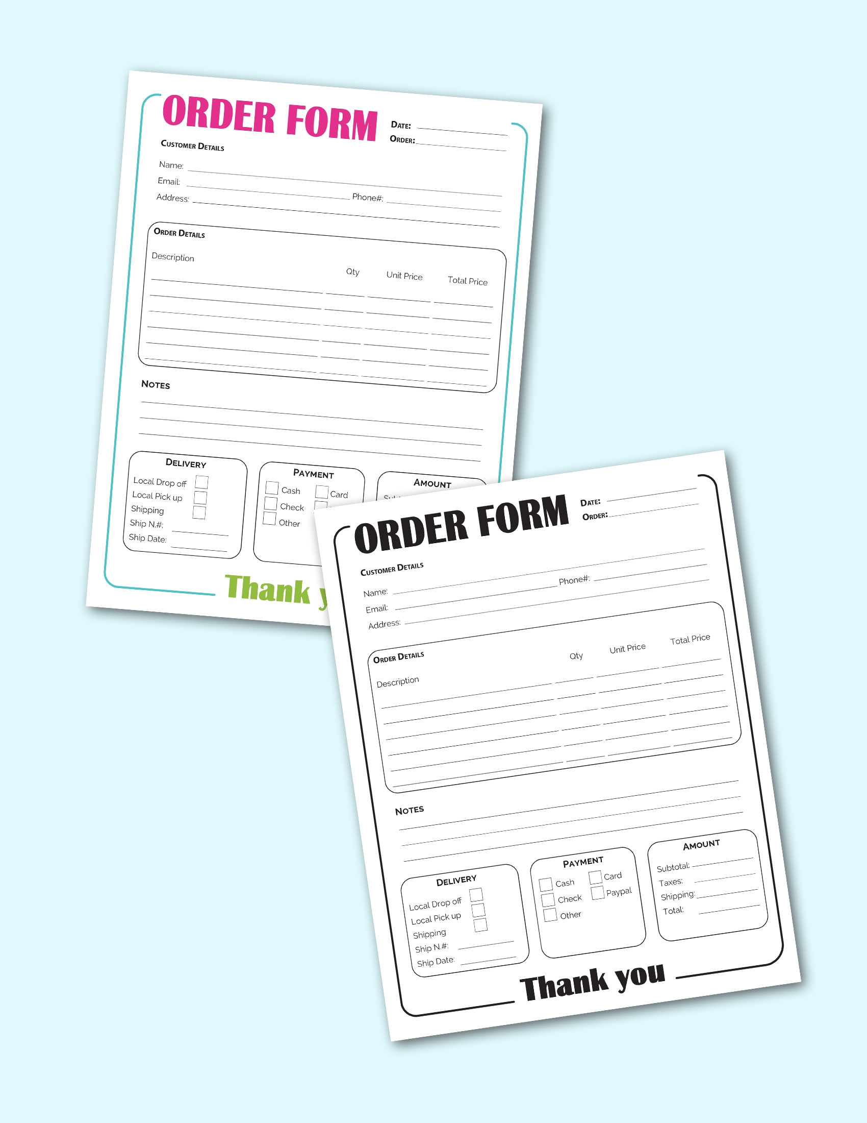 Printable Order Form Template 2 Options Freebie Finding Mom - Find Free Printable Forms Online