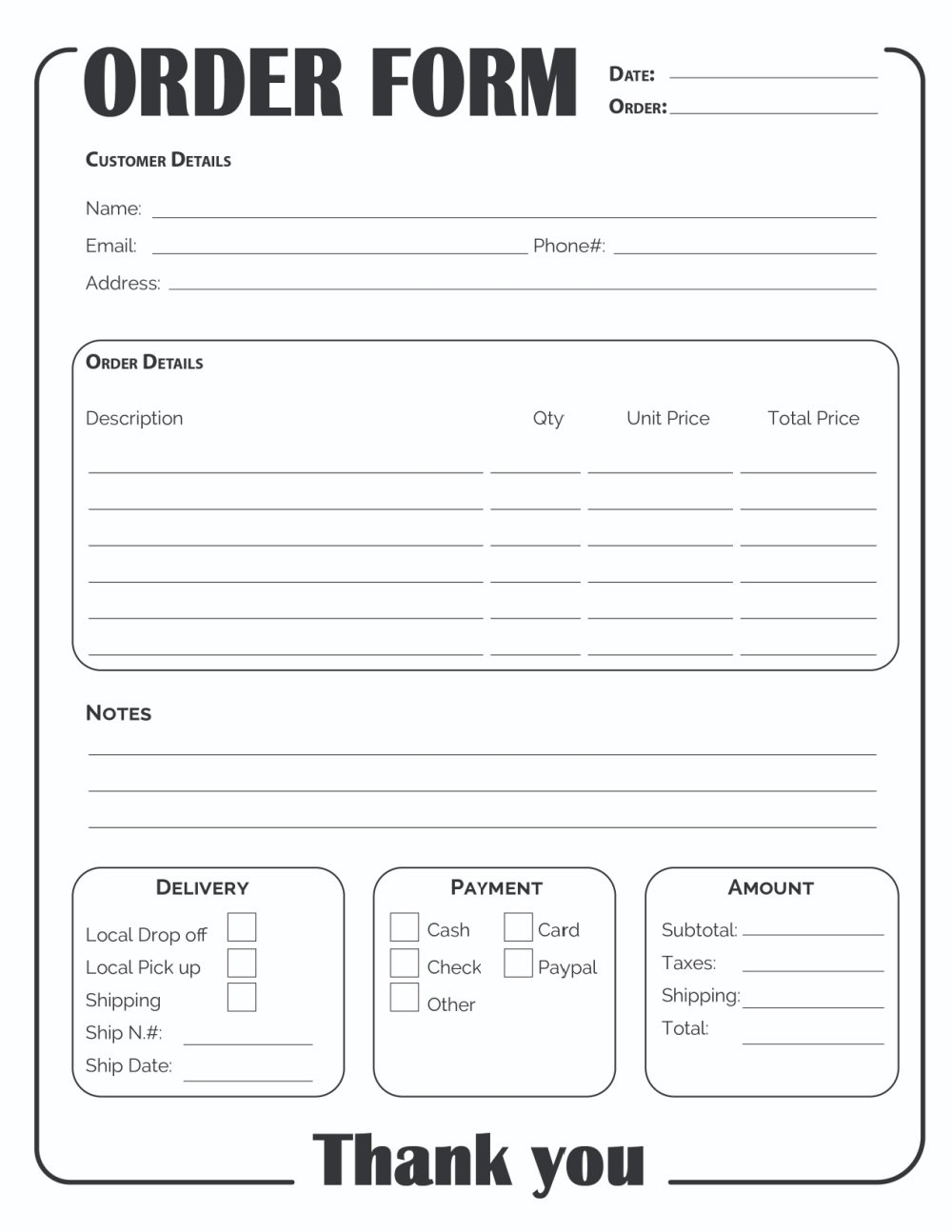 Printable Order Form Template 2 Options Freebie Finding Mom - Find Free Printable Forms Online