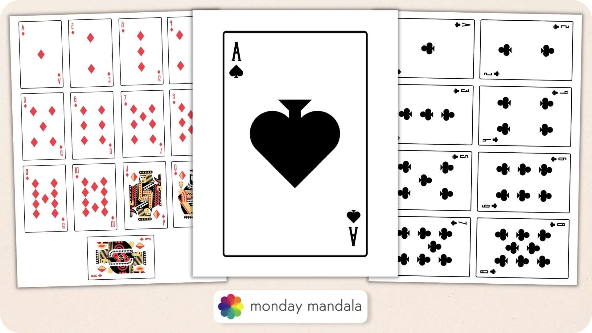 Printable Playing Cards Free PDF Sheets In 3 Sizes - Free Printable Card Stock Paper