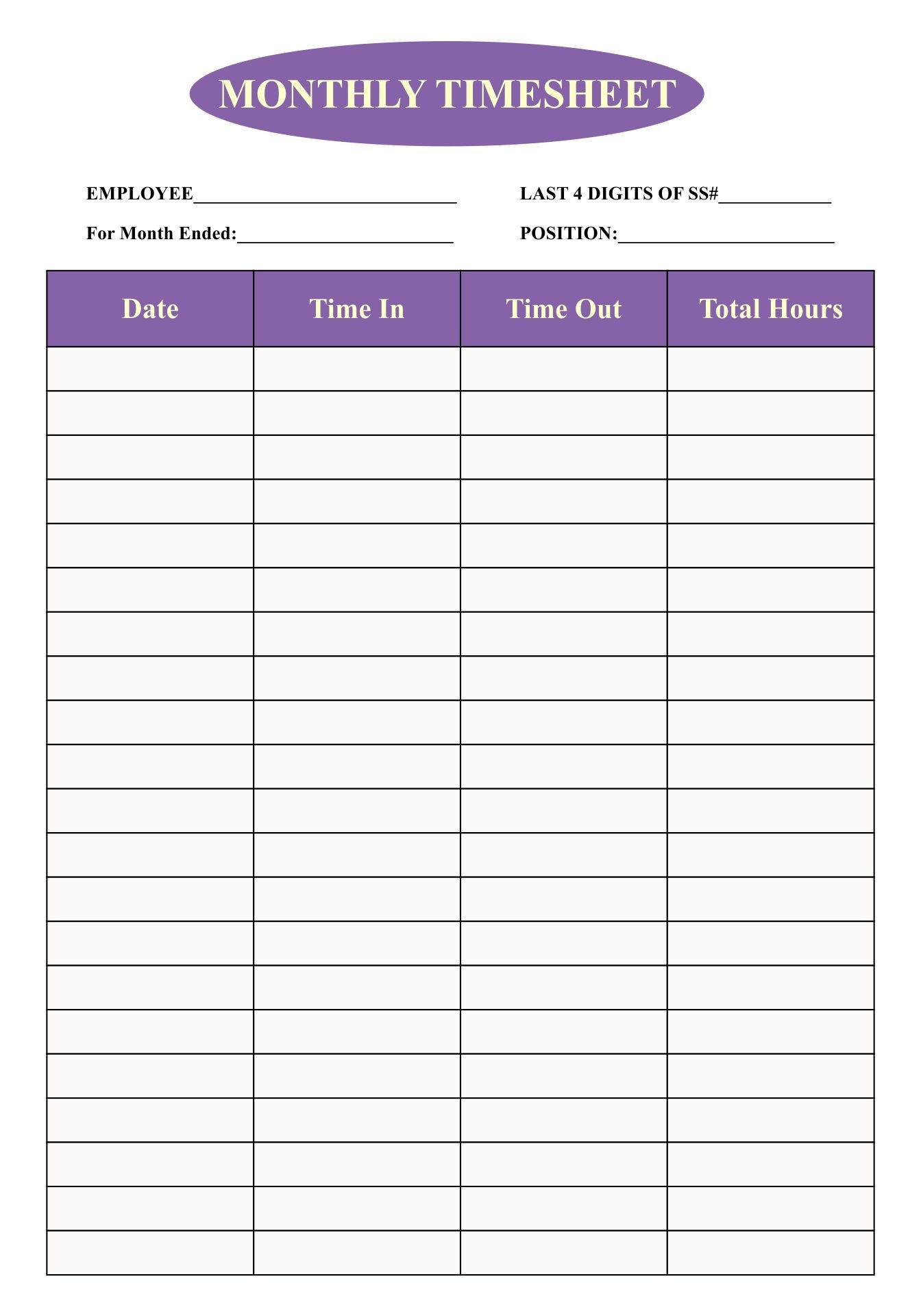 Printable Simple Timesheet Template Templates Printable Free Timesheet Template Time Sheet Printable - Free Printable Blank Time Sheets