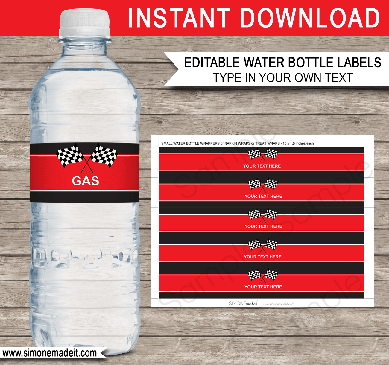 Race Car Water Bottle Labels Printable Template Party Decorations - Free Printable Cars Water Bottle Labels