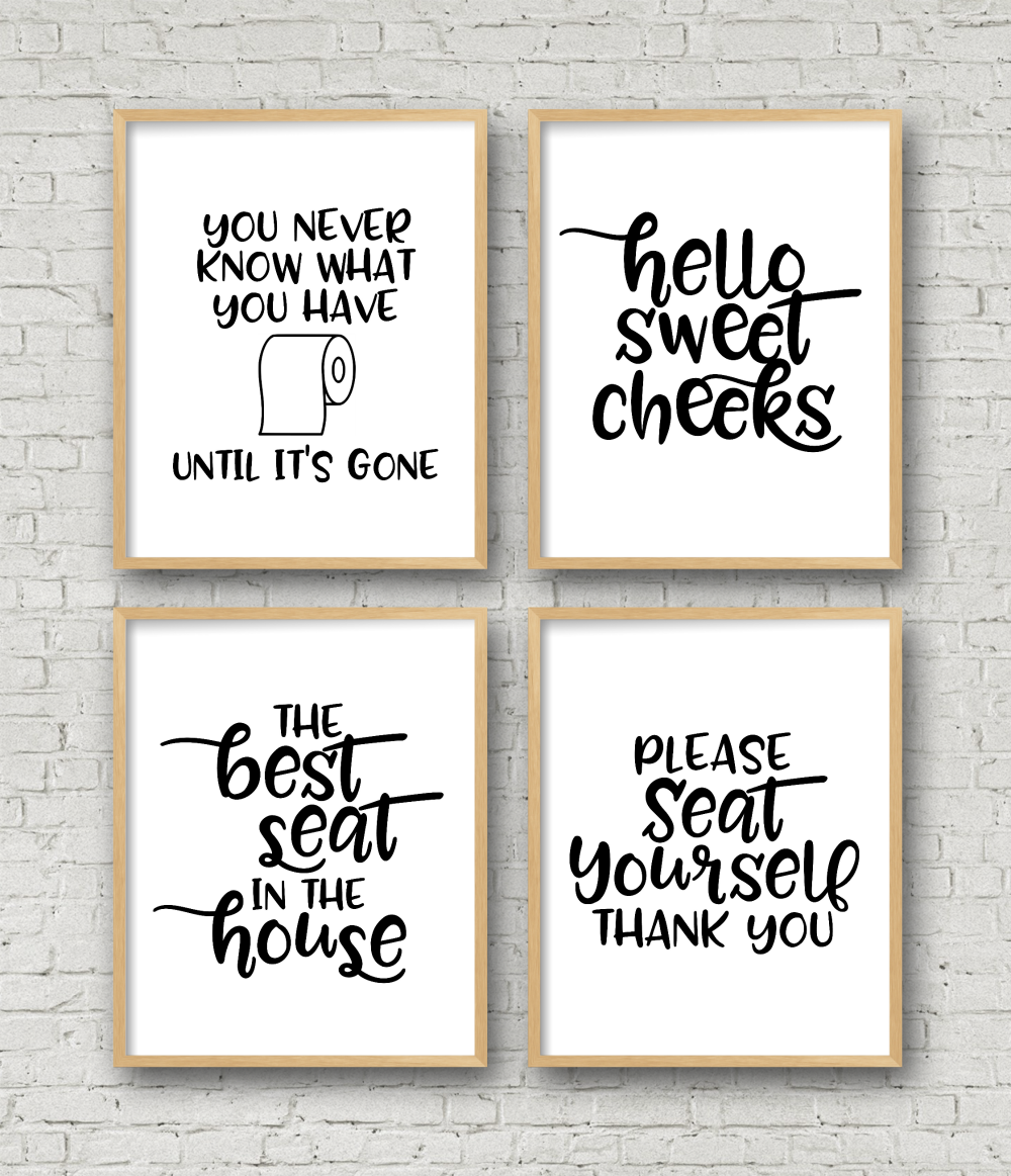 Set Of 4 Printable Bathroom Signs Kara Creates - Free Printable Bathroom Signs