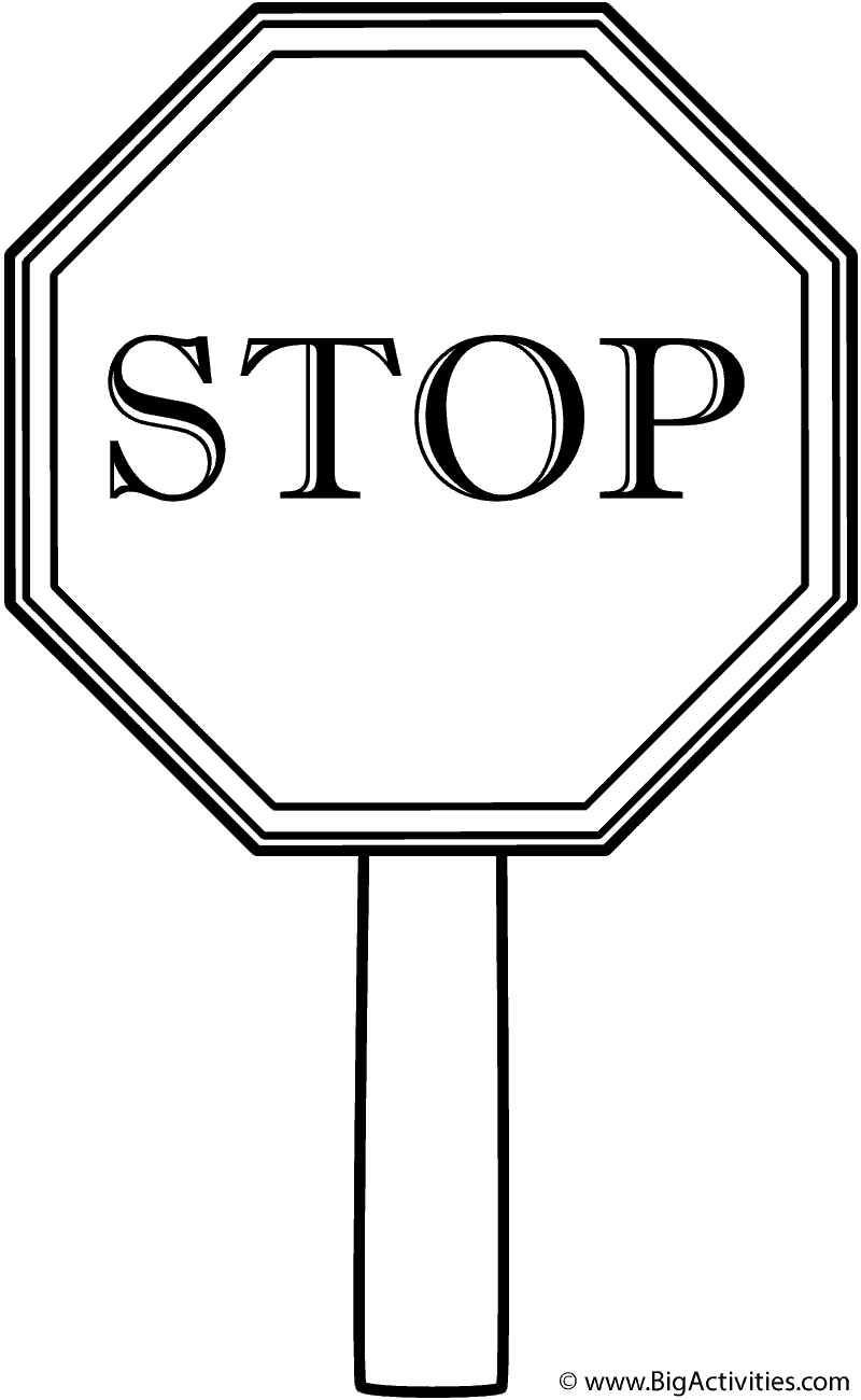 Stop Sign With Thick Border On Post Coloring Page Safety Coloring Pages Color Worksheets Business For Kids - Free Printable Stop Sign To Color
