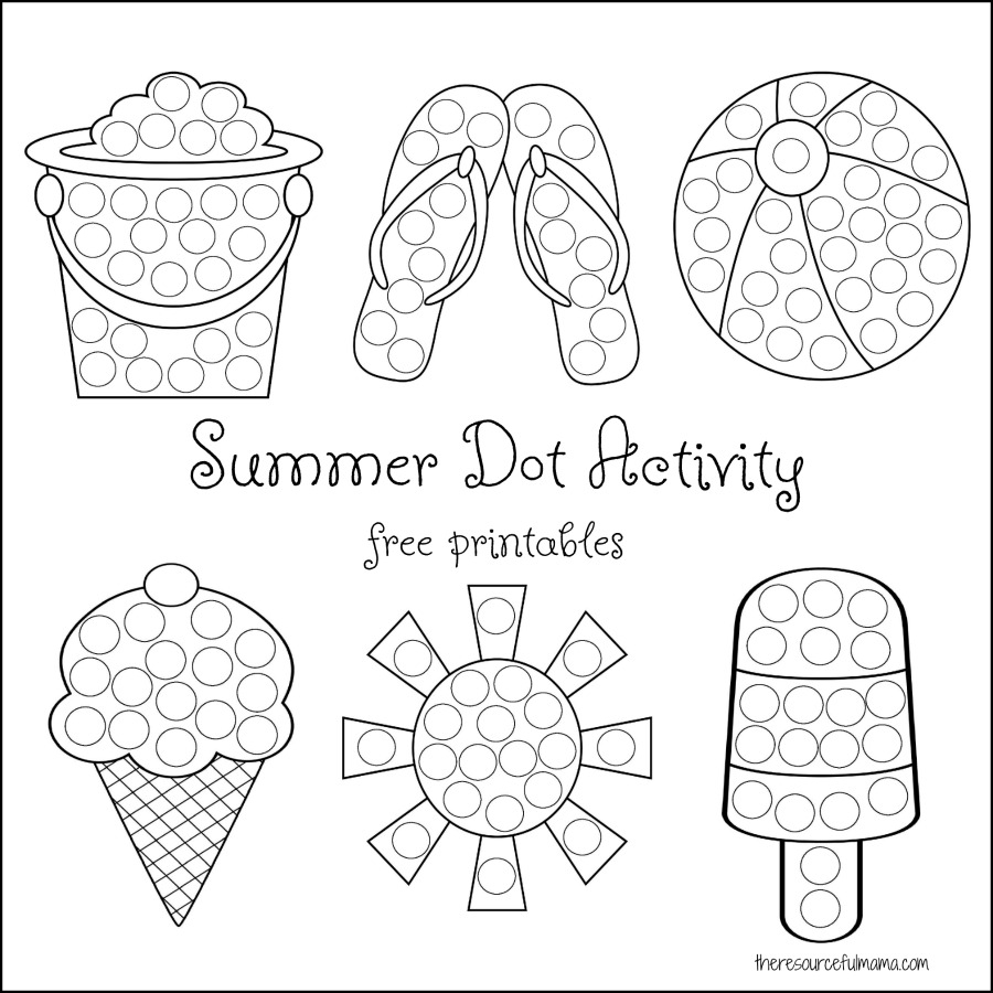 Summer Dot Activity Free Printables The Resourceful Mama - Do A Dot Art Pages Free Printable