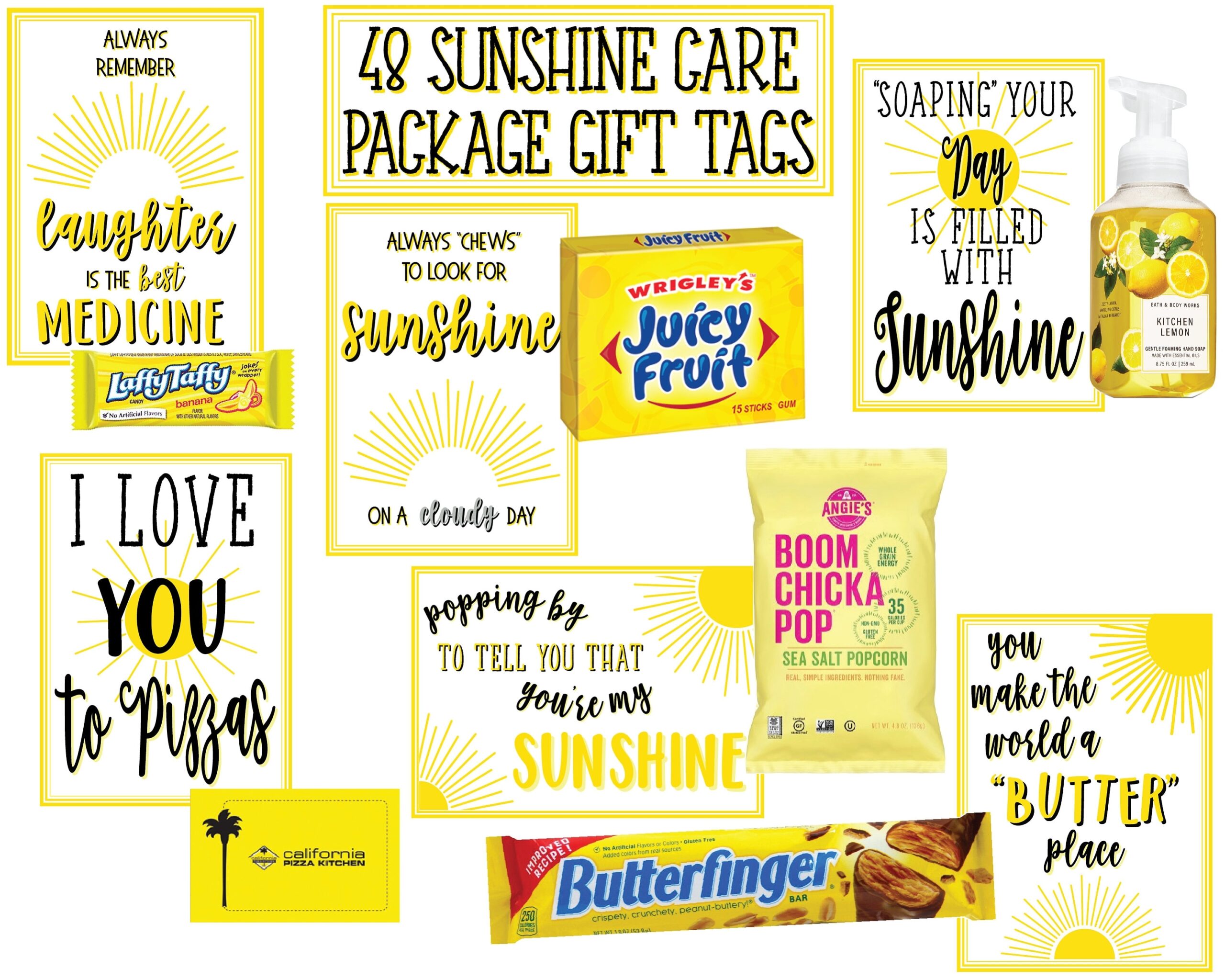 Sunshine Care Package Bundle Sunshine Box Printables Address Label Gift Tags Sunshine Printables Thinking Of You Care Package Etsy - Box of Sunshine Free Printable