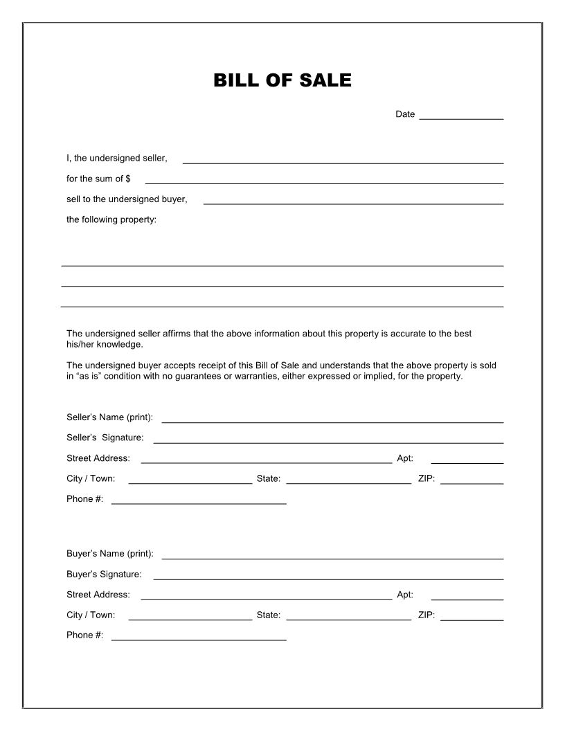 The Mesmerizing Free Printable Blank Bill Of Sale Form Template As Is Bill With Regard To Vehicl Bill Of Sale Template Templates Printable Free Word Template - Free Printable Bill of Sale Form