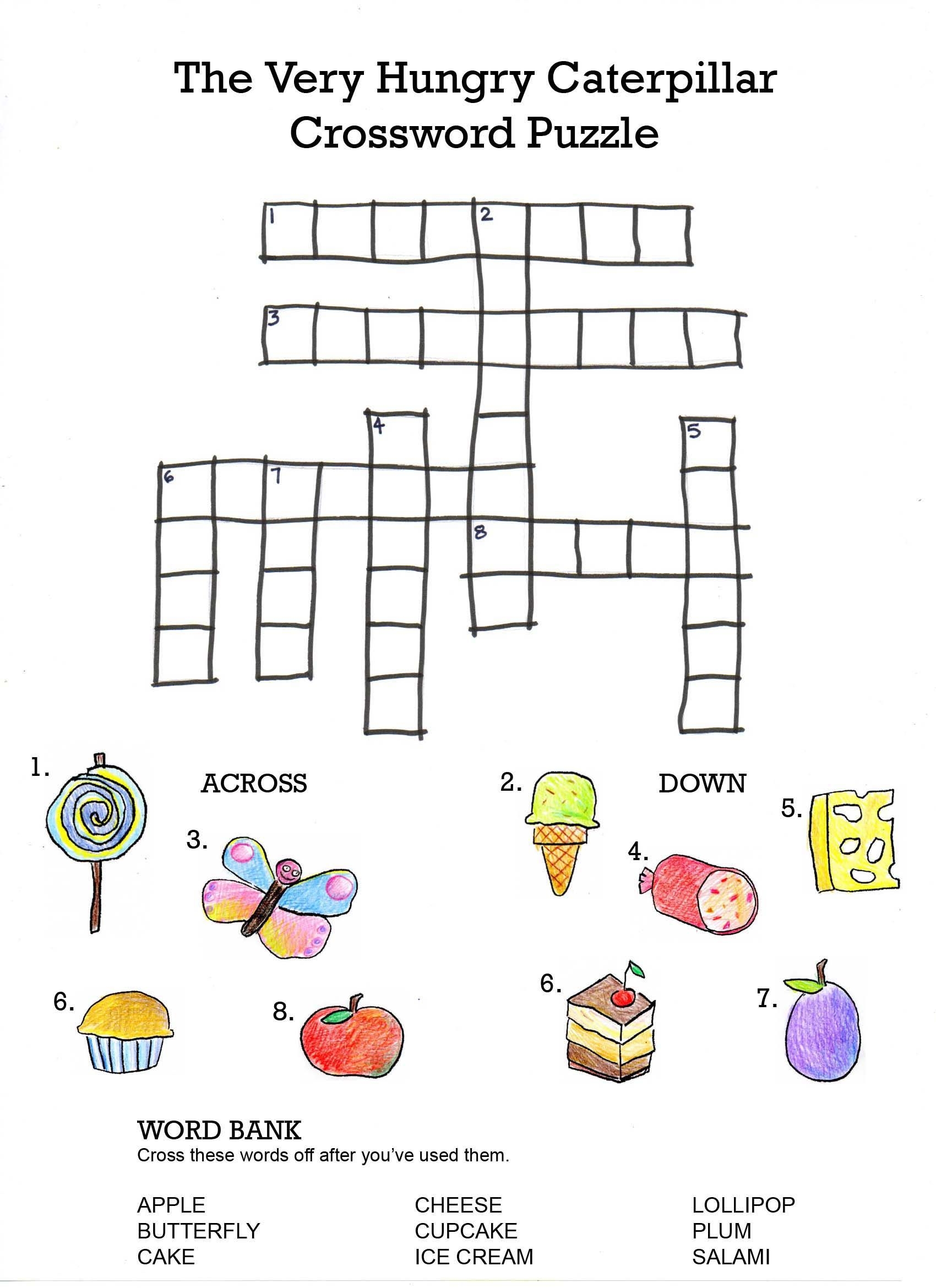 The Very Hungry Caterpillar Crossword Printable Puzzles For Kids Crossword Puzzles Crossword - Free Easy Printable Crossword Puzzles For Kids
