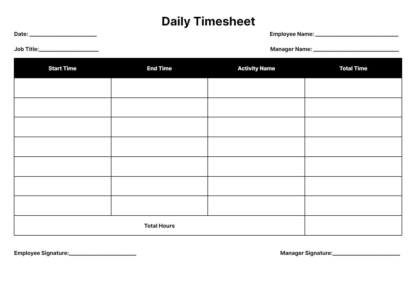 Timesheet Templates Download Print For Free - Free Printable Blank Time Sheets