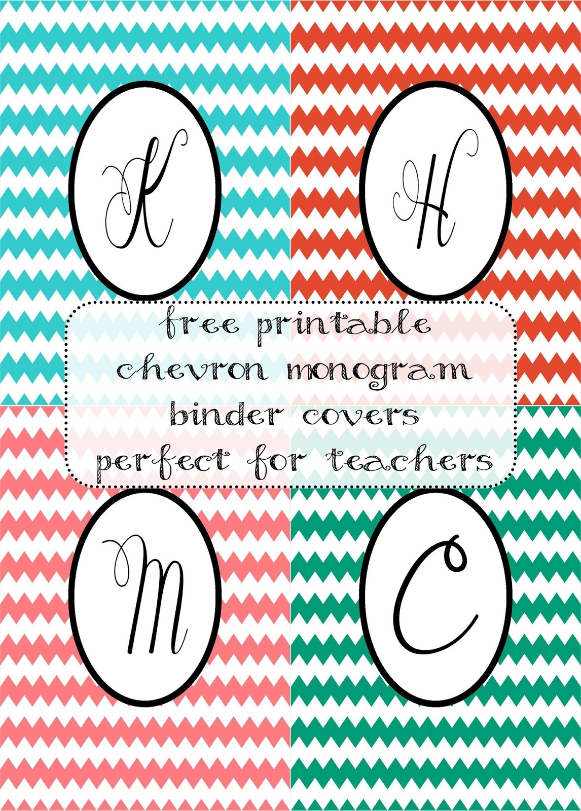Two Magical Moms Chevron Monogram Binder Covers Great For Teachers - Free Printable Monogram Binder Covers