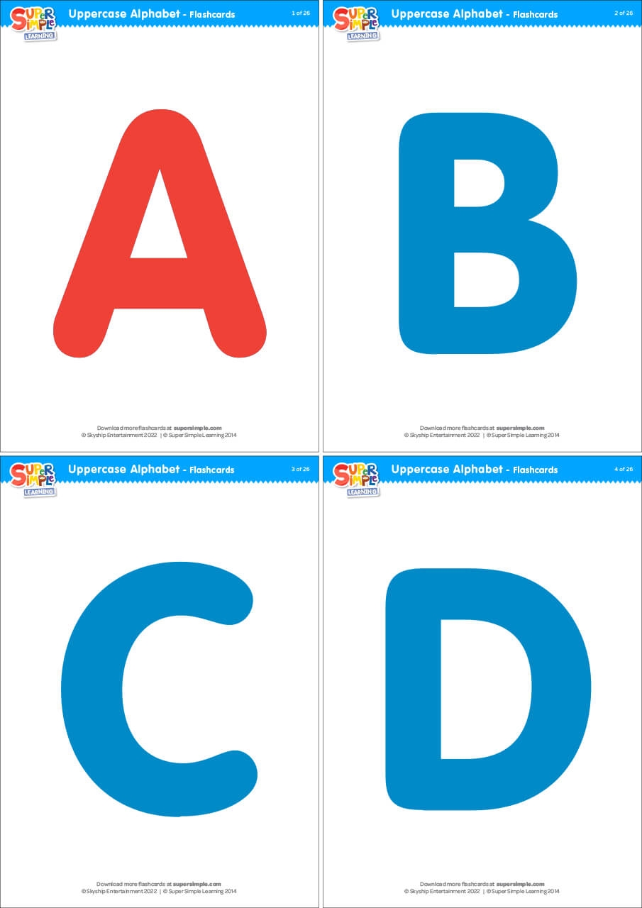 Uppercase Alphabet Flashcards Super Simple - Free Printable Abc Flashcards With Pictures