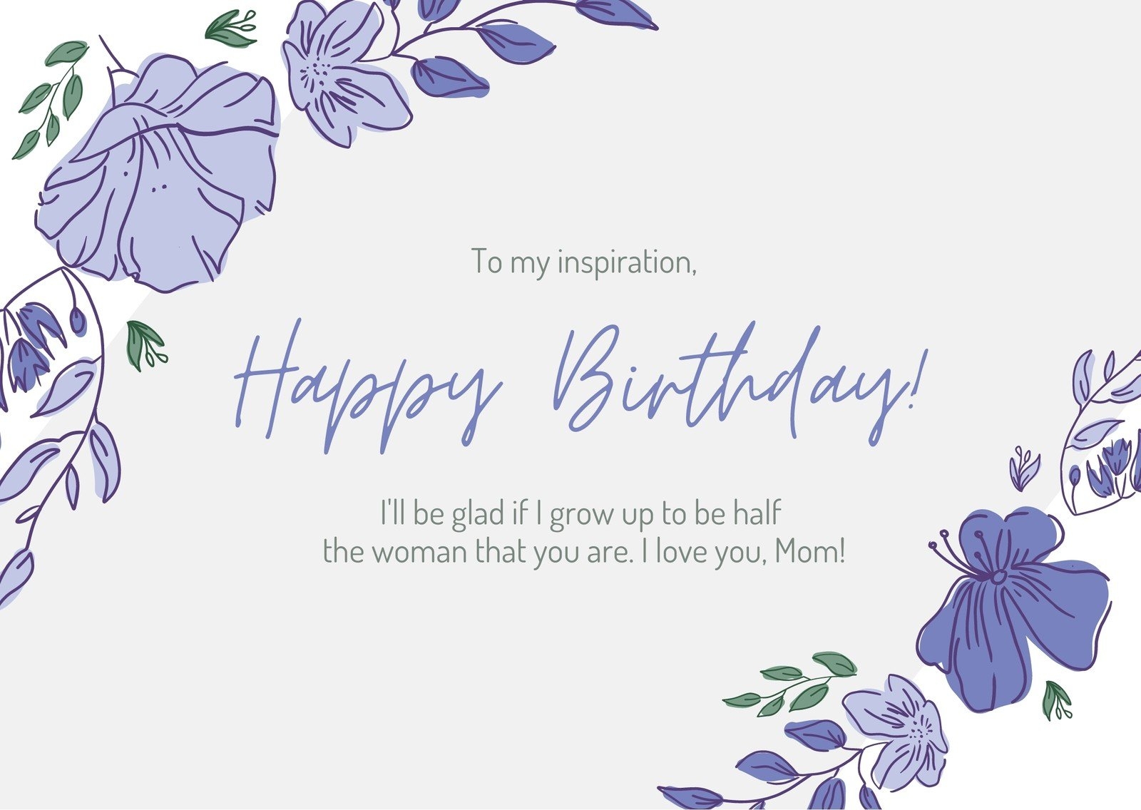 White And Lavender Mom Birthday Card Templates By Canva - Free Printable Birthday Cards For Mom