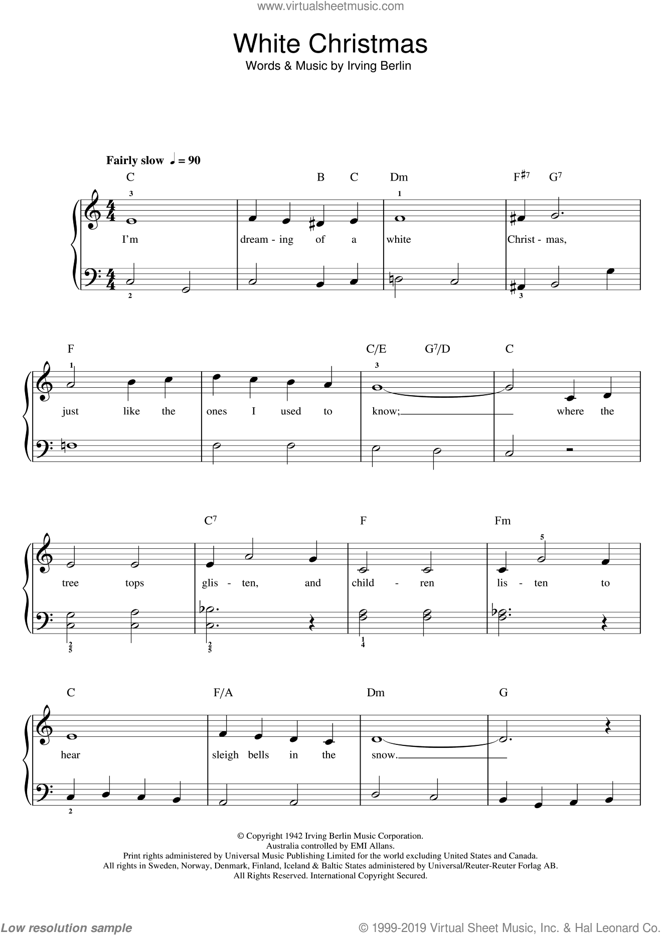 White Christmas Sheet Music For Piano Solo beginners PDF - Christmas Piano Sheet Music Easy Free Printable