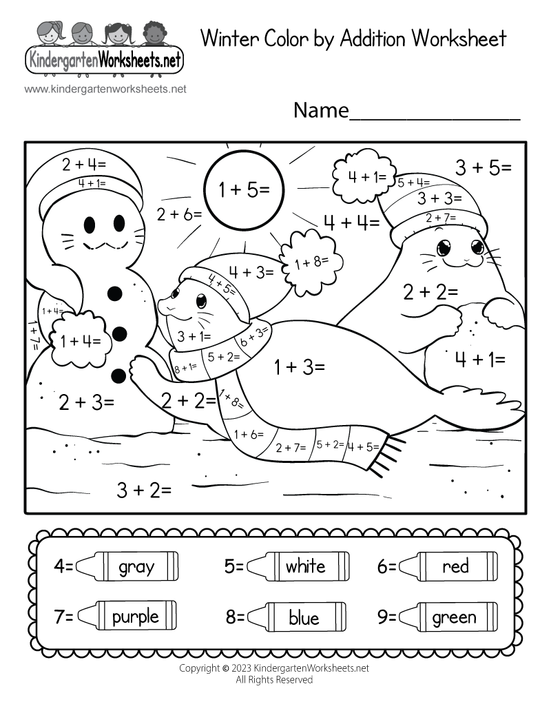 Winter Color By Addition Worksheet Free Printable Digital PDF - Free Printable 5 W's Worksheets