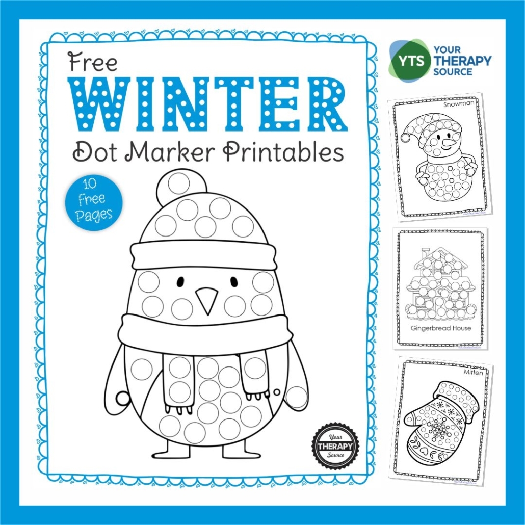 Winter Dot Art Free Printable Packet Your Therapy Source - Do A Dot Art Pages Free Printable